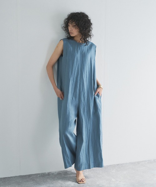 audrey and john wad（オードリーアンドジョンワッド）の「【Audrey and John Wad】リネンキャンバスノースリーブサロペット（サロペット/オーバーオール・レディース・ブラック/グレイッシュベージュ/グレイッシュブルー・S/M）」の8枚目の写真