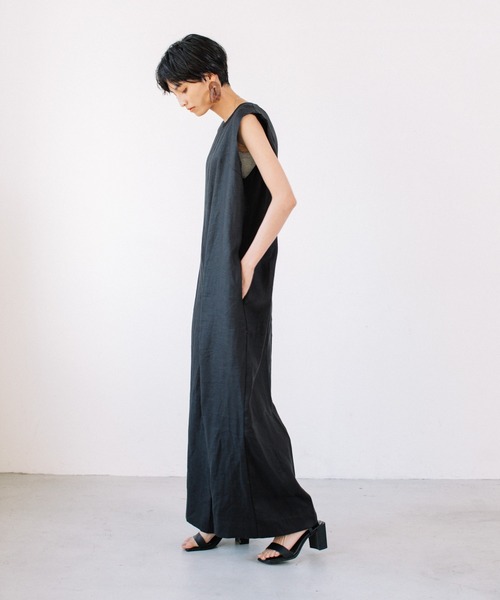 audrey and john wad（オードリーアンドジョンワッド）の「【Audrey and John Wad】リネンキャンバスノースリーブサロペット（サロペット/オーバーオール・レディース・ブラック/グレイッシュベージュ/グレイッシュブルー・S/M）」の22枚目の写真