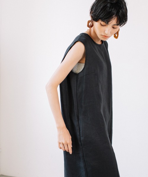 audrey and john wad（オードリーアンドジョンワッド）の「【Audrey and John Wad】リネンキャンバスノースリーブサロペット（サロペット/オーバーオール・レディース・ブラック/グレイッシュベージュ/グレイッシュブルー・S/M）」の15枚目の写真