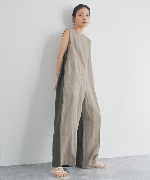 audrey and john wad（オードリーアンドジョンワッド）の「【Audrey and John Wad】リネンキャンバスノースリーブサロペット（サロペット/オーバーオール・レディース・ブラック/グレイッシュベージュ/グレイッシュブルー・S/M）」の10枚目の写真