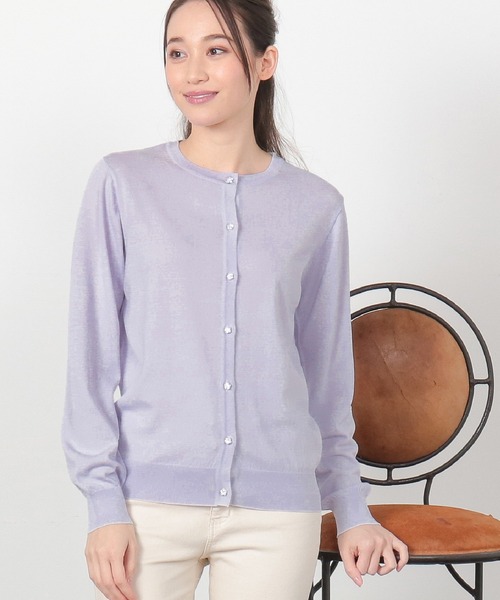 Honeys（ハニーズ）の「変わり釦カーデ（カーディガン/ボレロ・レディース・ラベンダー/サックスブルー/ライム/ライトイエロー/ライトベージュ/ブラック/ライトグレー/オフホワイト/ネイビー・LL/S/M/L）」の8枚目の写真