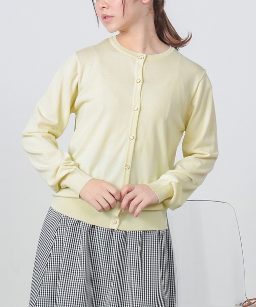 Honeys（ハニーズ）の「変わり釦カーデ（カーディガン/ボレロ・レディース・ラベンダー/サックスブルー/ライム/ライトイエロー/ライトベージュ/ブラック/ライトグレー/オフホワイト/ネイビー・LL/S/M/L）」の9枚目の写真