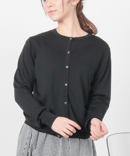 Honeys（ハニーズ）の「変わり釦カーデ（カーディガン/ボレロ・レディース・ラベンダー/サックスブルー/ライム/ライトイエロー/ライトベージュ/ブラック/ライトグレー/オフホワイト/ネイビー・LL/S/M/L）」の15枚目の写真