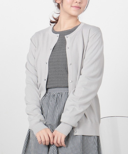 Honeys（ハニーズ）の「変わり釦カーデ（カーディガン/ボレロ・レディース・ラベンダー/サックスブルー/ライム/ライトイエロー/ライトベージュ/ブラック/ライトグレー/オフホワイト/ネイビー・LL/S/M/L）」の19枚目の写真