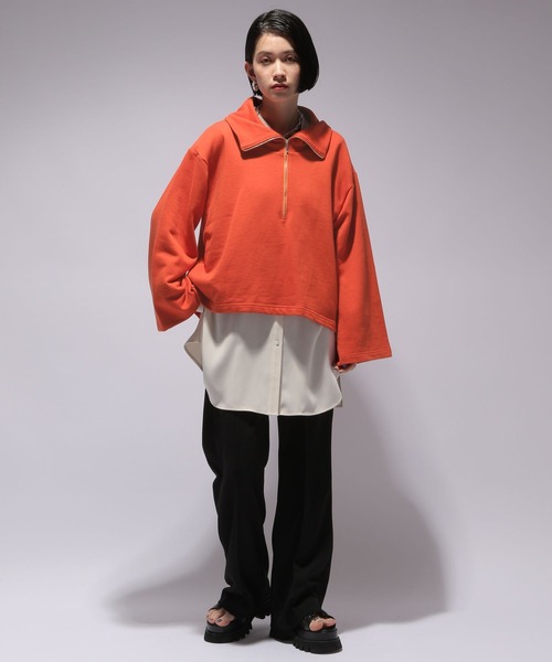 HARE（ハレ）の「ZIPハイネックスウェット(HARE)（スウェット・レディース・オレンジ/ブラック・FREE）」の7枚目の写真