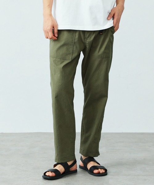 Alpha Industries（アルファインダストリーズ）の「【冷感素材COOLMAX】シアサッカー ベーカーパンツ(セットアップ対応)（その他パンツ・メンズ・ブラック/ホワイト×ブルー/アーミー・MEDIUM/LARGE/X-LARGE）」の7枚目の写真