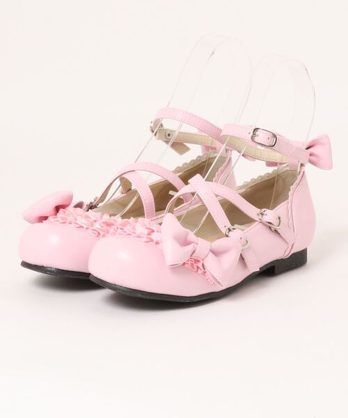 BODYLINE(ボディライン)の「クロスストラップ ラウンドトゥフラットシューズ (ヒールなし)(パンプス・レディース・ブラック/ブラウン/ピンク・S/M/L)」の8枚目の写真