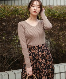 Andemiu | ラメリブＶニット265262(ニット/セーター)