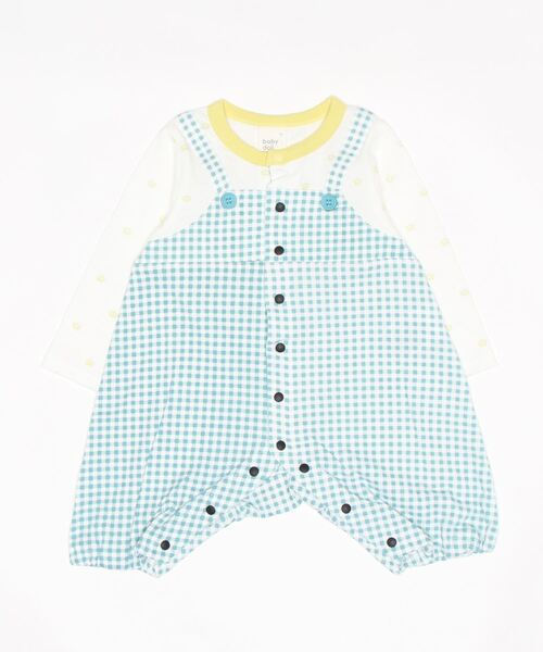 BABYDOLL(ベビードール)の「サロペットドッキングロンパース 6495B(ロンパース・キッズ・ライトブルー・80cm/70cm)」の3枚目の写真