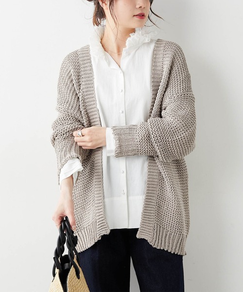 PUAL CE CIN（ピュアルセシン）の「リリーヤーンカーディガン（カーディガン/ボレロ・レディース・ベージュ/グレー/アイボリー・FREE）」の3枚目の写真