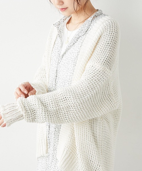 PUAL CE CIN（ピュアルセシン）の「リリーヤーンカーディガン（カーディガン/ボレロ・レディース・ベージュ/グレー/アイボリー・FREE）」の5枚目の写真