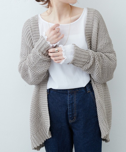PUAL CE CIN（ピュアルセシン）の「リリーヤーンカーディガン（カーディガン/ボレロ・レディース・ベージュ/グレー/アイボリー・FREE）」の13枚目の写真