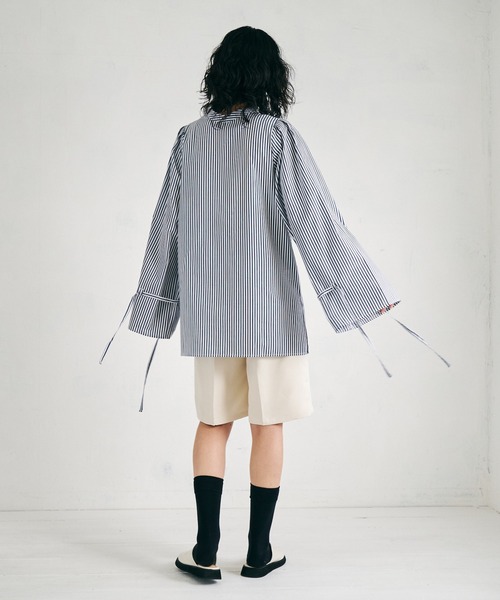 4youstory（フォーユーストーリー）の「【4youstory】袖リボンブラウス（シャツ/ブラウス・レディース・ベージュ/ネイビー/オフホワイト/オレンジ・MEDIUM）」の16枚目の写真