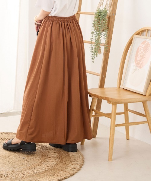 OMNES（オムネス）の「接触冷感レーヨンナイロンギャザースカート（スカート・レディース・ラベンダー/ベージュ/ブルー/ブラック/キャメル・FREE）」の8枚目の写真