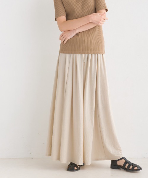 OMNES（オムネス）の「接触冷感レーヨンナイロンギャザースカート（スカート・レディース・ラベンダー/ベージュ/ブルー/ブラック/キャメル・FREE）」の17枚目の写真