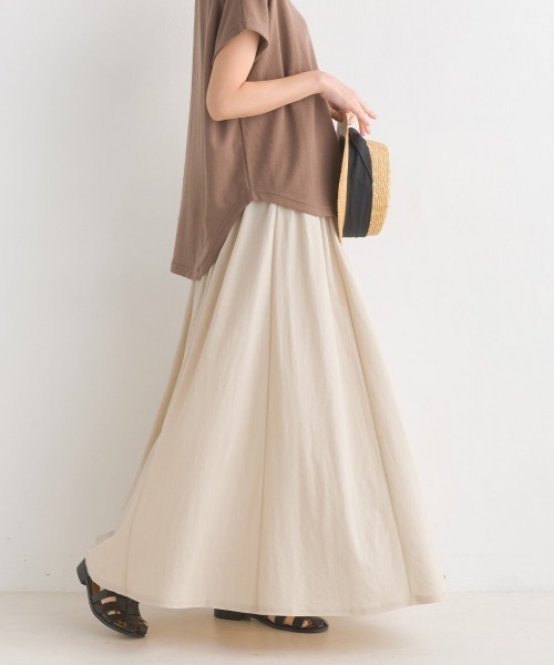 OMNES（オムネス）の「接触冷感レーヨンナイロンギャザースカート（スカート・レディース・ラベンダー/ベージュ/ブルー/ブラック/キャメル・FREE）」の18枚目の写真