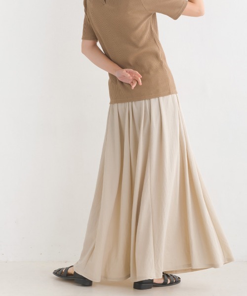 OMNES（オムネス）の「接触冷感レーヨンナイロンギャザースカート（スカート・レディース・ラベンダー/ベージュ/ブルー/ブラック/キャメル・FREE）」の19枚目の写真