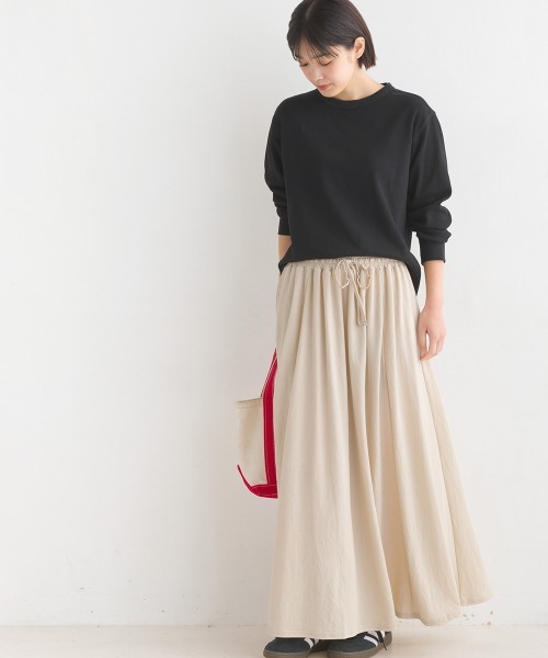 OMNES（オムネス）の「接触冷感レーヨンナイロンギャザースカート（スカート・レディース・ラベンダー/ベージュ/ブルー/ブラック/キャメル・FREE）」の22枚目の写真