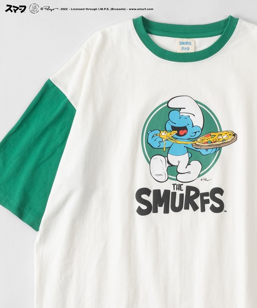make a ray!(メイク ア レイ!)の「【THE SMURFS/スマーフ】ビッグシルエット キャラクター&発泡プリントロゴ 切替えTシャツ/半袖Tシャツ(Tシャツ/カットソー・レディース・ブラック/レッド/ブルー/グリーン・M/L)」の3枚目の写真
