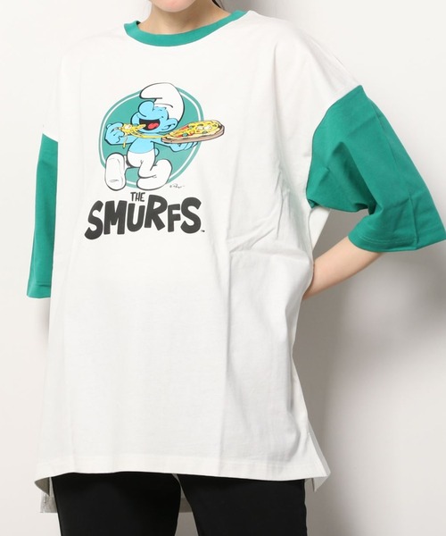 make a ray!(メイク ア レイ!)の「【THE SMURFS/スマーフ】ビッグシルエット キャラクター&発泡プリントロゴ 切替えTシャツ/半袖Tシャツ(Tシャツ/カットソー・レディース・ブラック/レッド/ブルー/グリーン・M/L)」の16枚目の写真