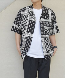 SHIPS any: 【ウォッシャブル】 バンダナ 小紋柄 オープンカラーシャツ ◇