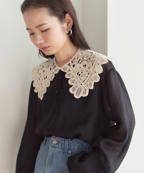 titivate（ティティベイト）の「ﾊﾟｰﾙﾎﾞﾀﾝﾚｰｽ付け襟（付け襟・レディース・ブラック/アイボリー・FREE）」の15枚目の写真