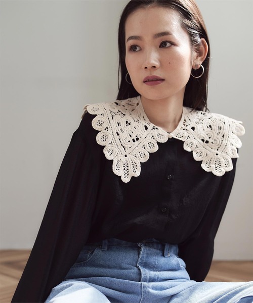 titivate（ティティベイト）の「ﾊﾟｰﾙﾎﾞﾀﾝﾚｰｽ付け襟（付け襟・レディース・ブラック/アイボリー・FREE）」の13枚目の写真