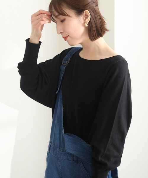 ElegChic(エレグシック)の「コットンバルーンスリーブニット(ニット/セーター・レディース・オフホワイト/ブラック/ベージュ・M/XL/4L)」の5枚目の写真