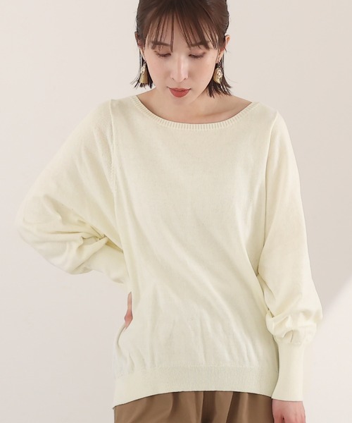 ElegChic(エレグシック)の「コットンバルーンスリーブニット(ニット/セーター・レディース・オフホワイト/ブラック/ベージュ・M/XL/4L)」の8枚目の写真