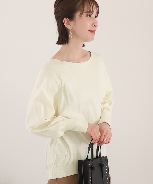 ElegChic(エレグシック)の「コットンバルーンスリーブニット(ニット/セーター・レディース・オフホワイト/ブラック/ベージュ・M/XL/4L)」の9枚目の写真