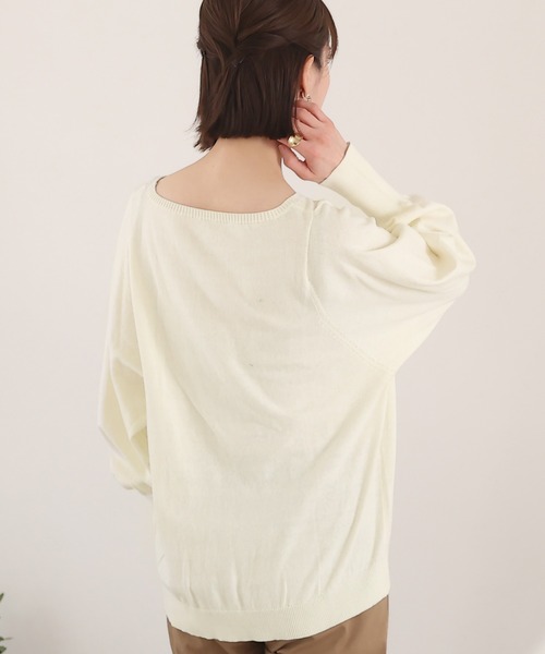 ElegChic(エレグシック)の「コットンバルーンスリーブニット(ニット/セーター・レディース・オフホワイト/ブラック/ベージュ・M/XL/4L)」の10枚目の写真