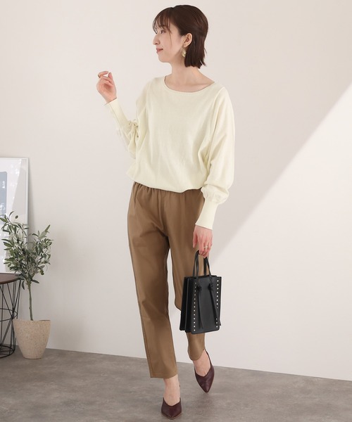 ElegChic(エレグシック)の「コットンバルーンスリーブニット(ニット/セーター・レディース・オフホワイト/ブラック/ベージュ・M/XL/4L)」の19枚目の写真