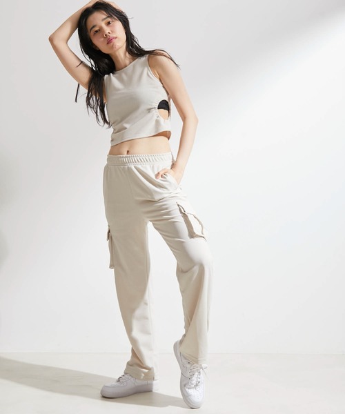 NERGY（ナージー）の「BP ジョーゼットカーゴパンツ（カーゴパンツ・レディース・チャコールグレー/オフホワイト・FREE）」の5枚目の写真