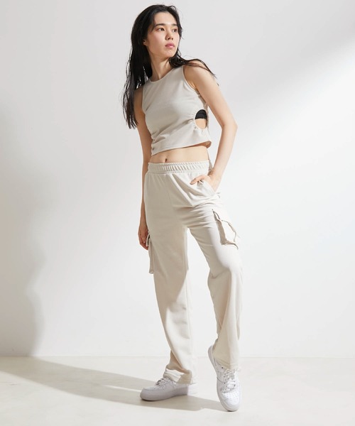 NERGY（ナージー）の「BP ジョーゼットカーゴパンツ（カーゴパンツ・レディース・チャコールグレー/オフホワイト・FREE）」の6枚目の写真