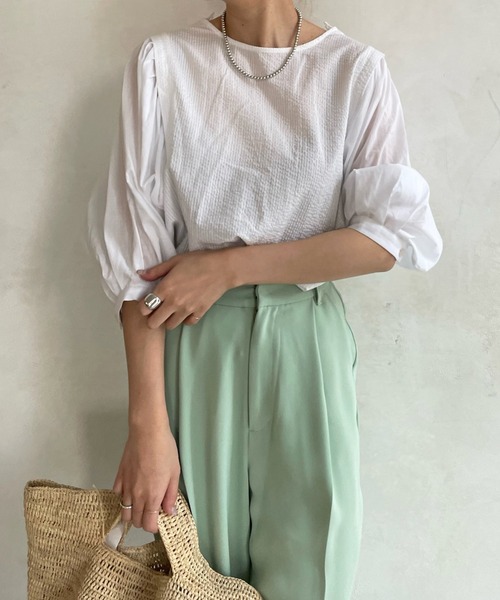 DouDou(ドゥドゥ)の「【WEB限定】バックレースシアースリーブブラウス(シャツ/ブラウス・レディース・オフホワイト/ブラック・FREE)」の9枚目の写真