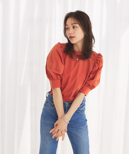 Rouge vif（ルージュヴィフ）の「【セットアップ対応】ピンタックブラウス（シャツ/ブラウス・レディース・ホワイト/チャコールグレー/オレンジ・フリー）」の6枚目の写真