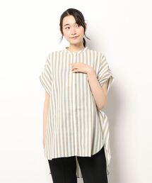 Grand PARK | ストライプ　バンドカラーノースリーブシャツ(シャツ/ブラウス)