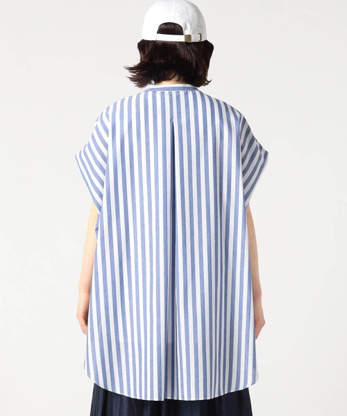 Grand PARK（グランドパーク）の「ストライプ　バンドカラーノースリーブシャツ（シャツ/ブラウス・レディース・カーキ系1/ブルー系1・FREE）」の5枚目の写真