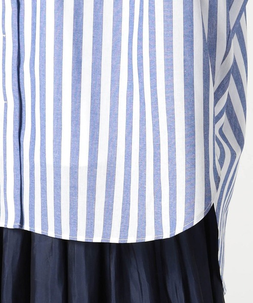 Grand PARK（グランドパーク）の「ストライプ　バンドカラーノースリーブシャツ（シャツ/ブラウス・レディース・カーキ系1/ブルー系1・FREE）」の10枚目の写真