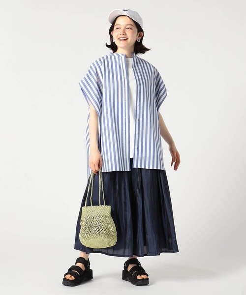 Grand PARK（グランドパーク）の「ストライプ　バンドカラーノースリーブシャツ（シャツ/ブラウス・レディース・カーキ系1/ブルー系1・FREE）」の12枚目の写真