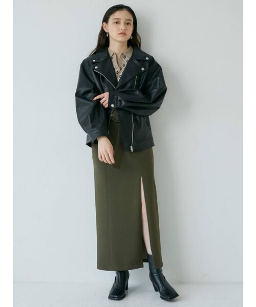 MURUA(ムルーア)の「バックコクーンライダース(ライダースジャケット・レディース・ダークグリーン/ブラウン/ブラック・FREE)」の5枚目の写真