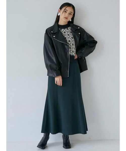 MURUA(ムルーア)の「バックコクーンライダース(ライダースジャケット・レディース・ダークグリーン/ブラウン/ブラック・FREE)」の6枚目の写真