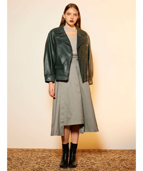 MURUA(ムルーア)の「バックコクーンライダース(ライダースジャケット・レディース・ダークグリーン/ブラウン/ブラック・FREE)」の8枚目の写真