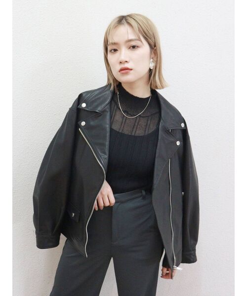 MURUA(ムルーア)の「バックコクーンライダース(ライダースジャケット・レディース・ダークグリーン/ブラウン/ブラック・FREE)」の12枚目の写真