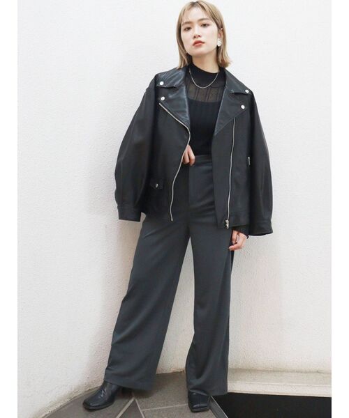 MURUA(ムルーア)の「バックコクーンライダース(ライダースジャケット・レディース・ダークグリーン/ブラウン/ブラック・FREE)」の14枚目の写真