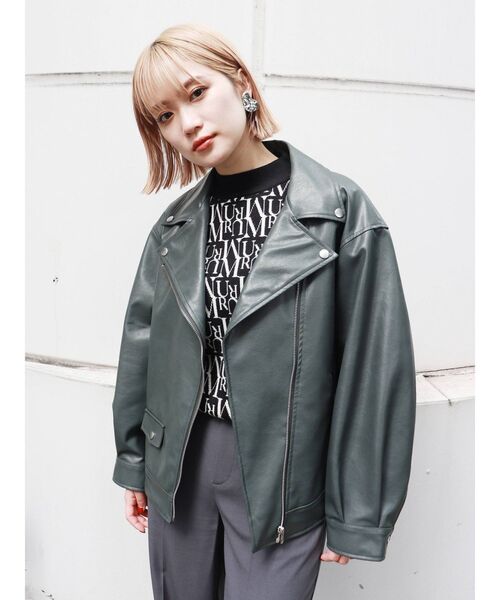 MURUA(ムルーア)の「バックコクーンライダース(ライダースジャケット・レディース・ダークグリーン/ブラウン/ブラック・FREE)」の16枚目の写真