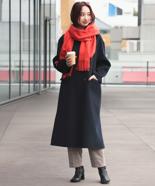 B:MING by BEAMS（ビーミングバイビームス）の「B:MING by BEAMS / リバー ロング コート（ノーカラーコート・レディース・ネイビー/アイボリー・SMALL/MEDIUM）」の15枚目の写真