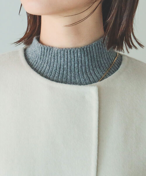 B:MING by BEAMS（ビーミングバイビームス）の「B:MING by BEAMS / リバー ロング コート（ノーカラーコート・レディース・ネイビー/アイボリー・SMALL/MEDIUM）」の16枚目の写真