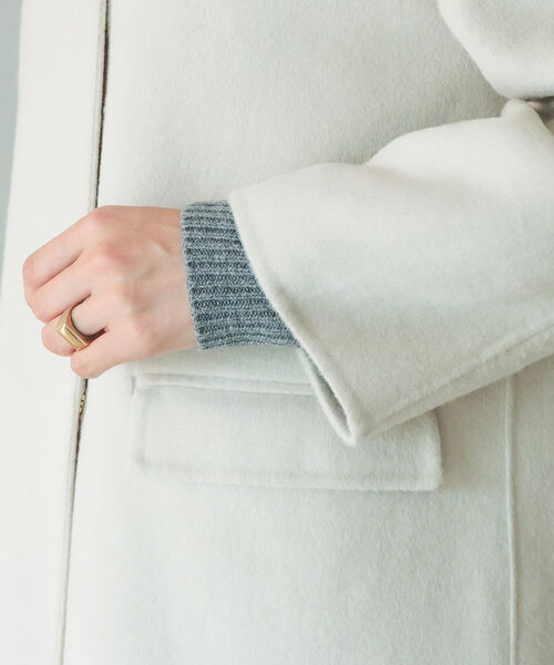 B:MING by BEAMS（ビーミングバイビームス）の「B:MING by BEAMS / リバー ロング コート（ノーカラーコート・レディース・ネイビー/アイボリー・SMALL/MEDIUM）」の19枚目の写真