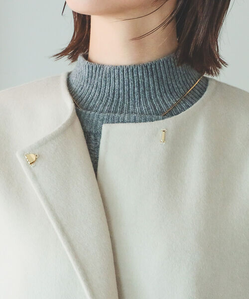 B:MING by BEAMS（ビーミングバイビームス）の「B:MING by BEAMS / リバー ロング コート（ノーカラーコート・レディース・ネイビー/アイボリー・SMALL/MEDIUM）」の21枚目の写真